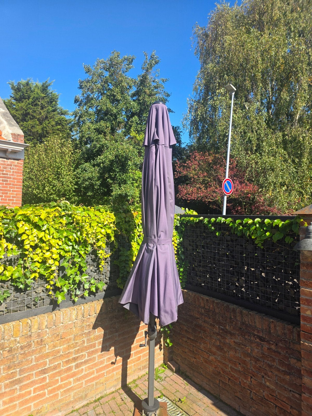 Grote zweefparasol - paars/grijs - perfect voor terras, Tuin en Terras, Ophalen, Zweefparasol, 3 tot 4 meter, Verstelbaar