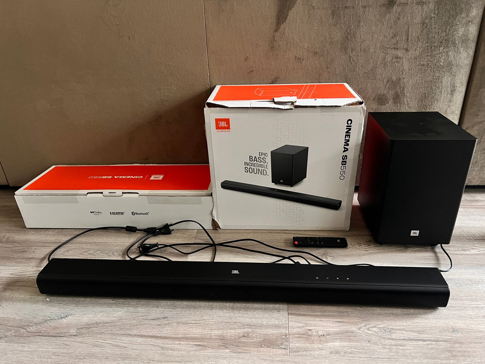 JBL Cinema SB550 Soundbar met Subwoofer - Zo goed als nieuw, Soundbar, 70 watt of meer, Zo goed als nieuw, Overige spelers