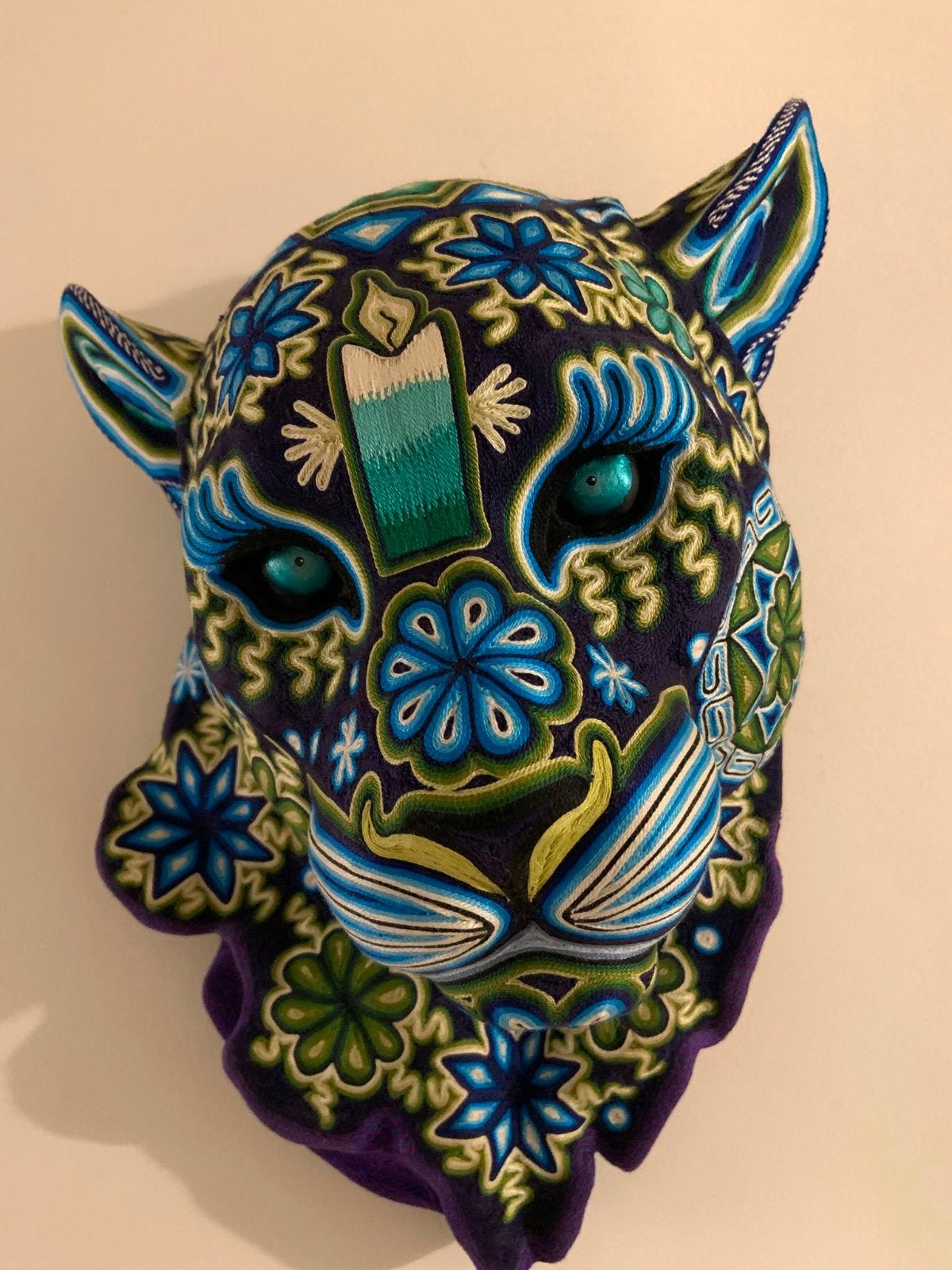 Nieuw: Huichol Jaguar Wanddecoratie - 'Forest Jaguar', Ophalen, Masker, 20 - 50 cm, Overige materialen