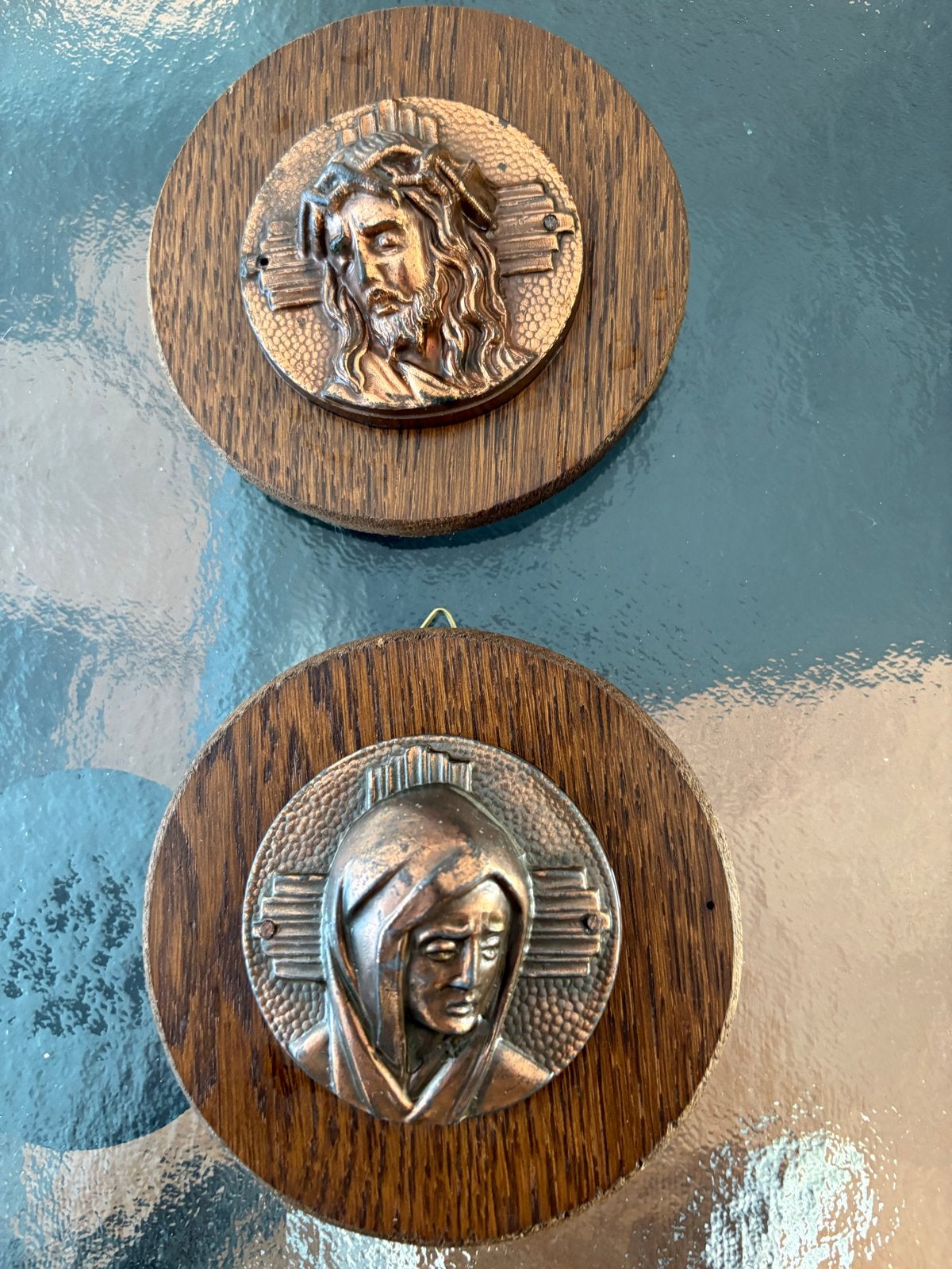 Vintage religieuze wanddecoratie: Jezus en Maria, Antiek en Kunst, Ophalen of Verzenden