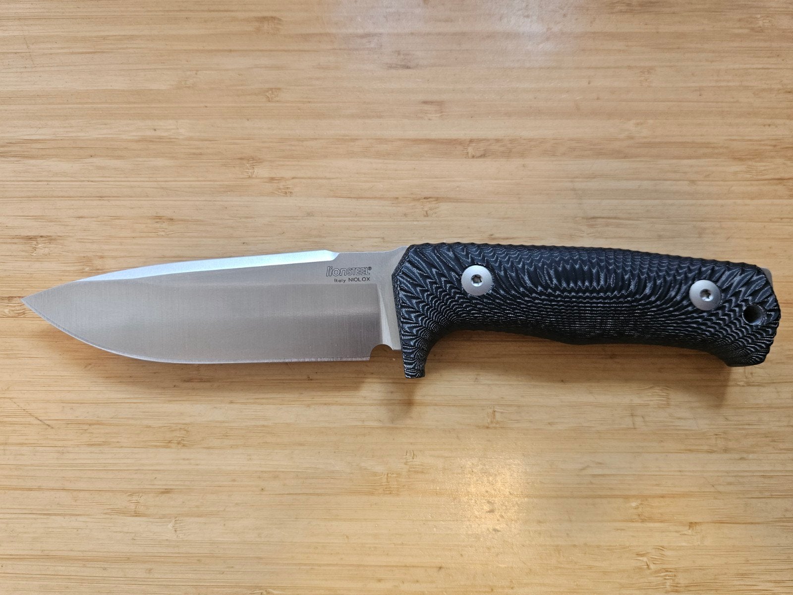 Lionsteel T5 Molletta vaststaand mes met leren schede, Ophalen of Verzenden