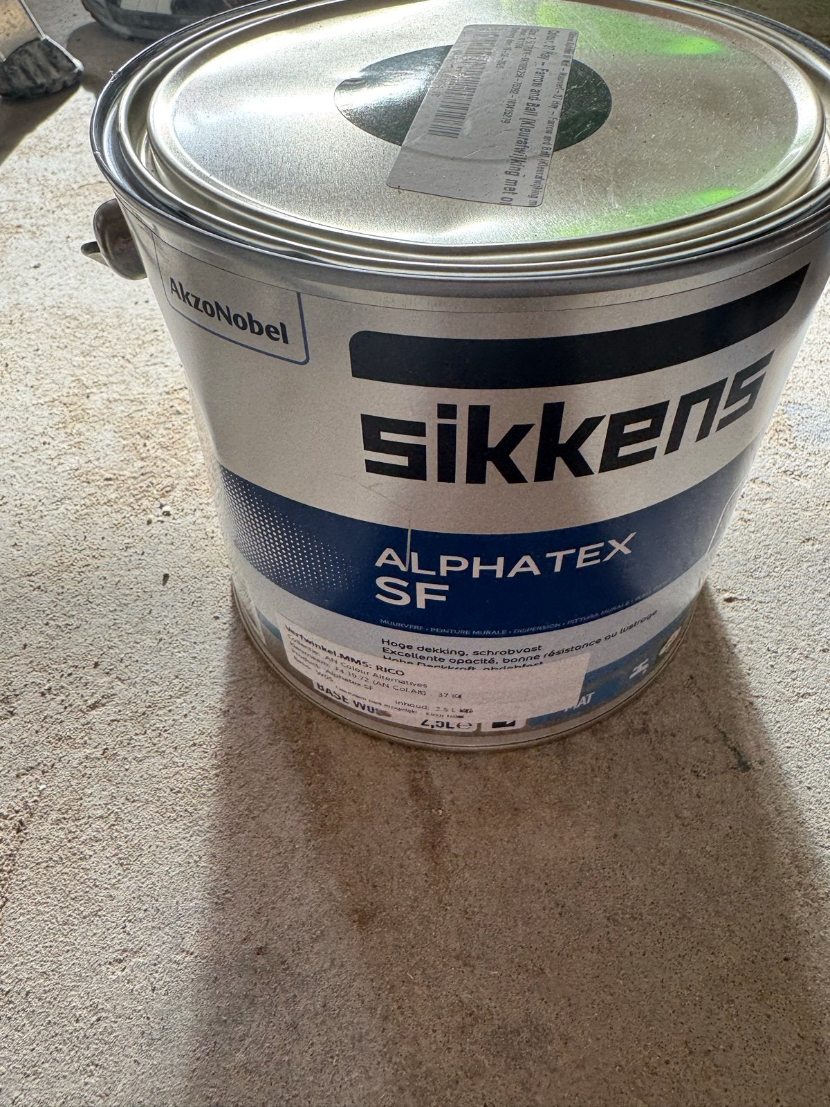 Sikkens Alphatex SF Mat Muurverf - 2.5L - Kleur 37 Hay, Ophalen, Overige kleuren, Nieuw, Verf