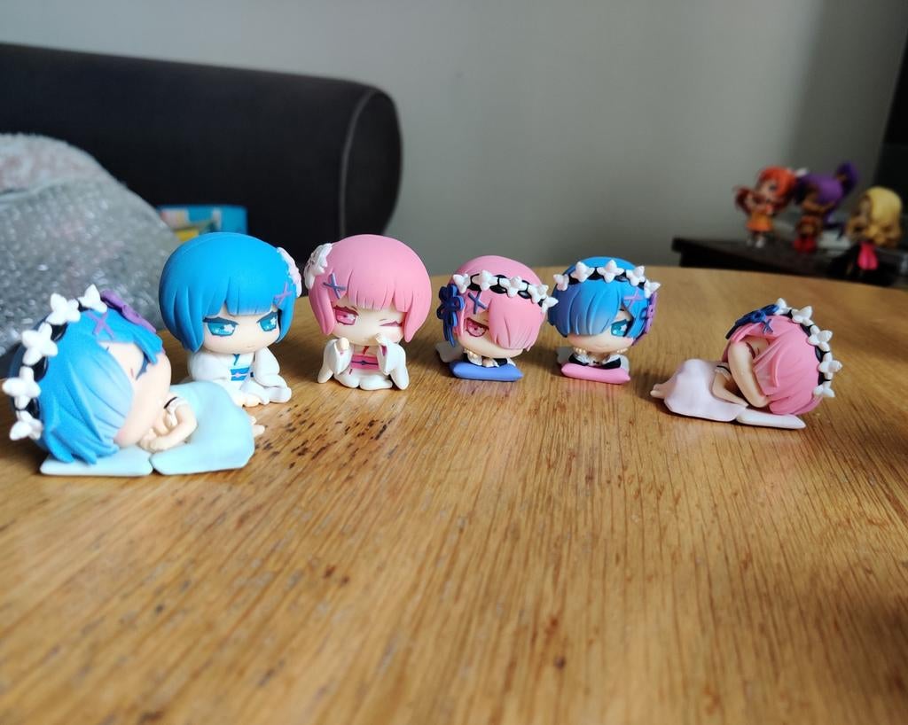 Re:Zero Rem and Ram chibi gacha 6 figures set, Ophalen of Verzenden, Zo goed als nieuw