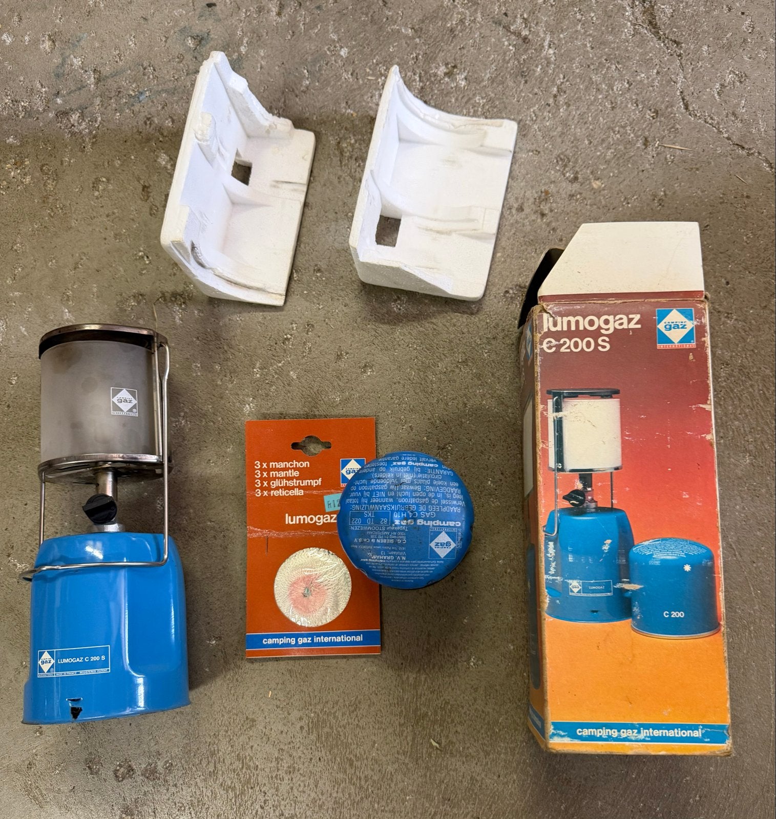 Lumogaz C200 S Campinglamp met accessoires, Ophalen of Verzenden, Gebruikt