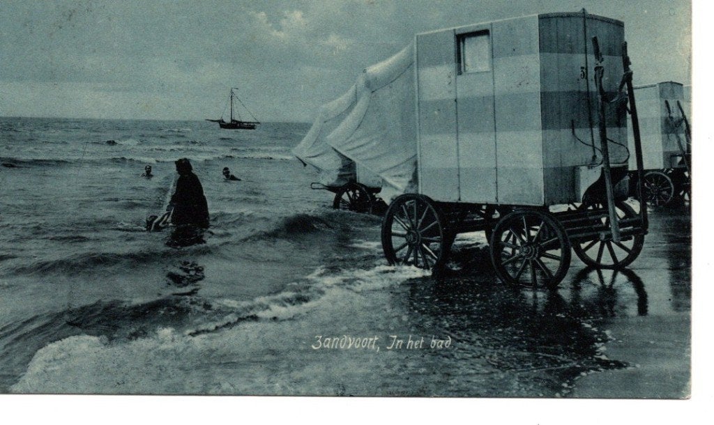 Oude Ansichtkaart Zandvoort In het Bad Fotokaart 1906, Ophalen of Verzenden, Voor 1920, Gelopen