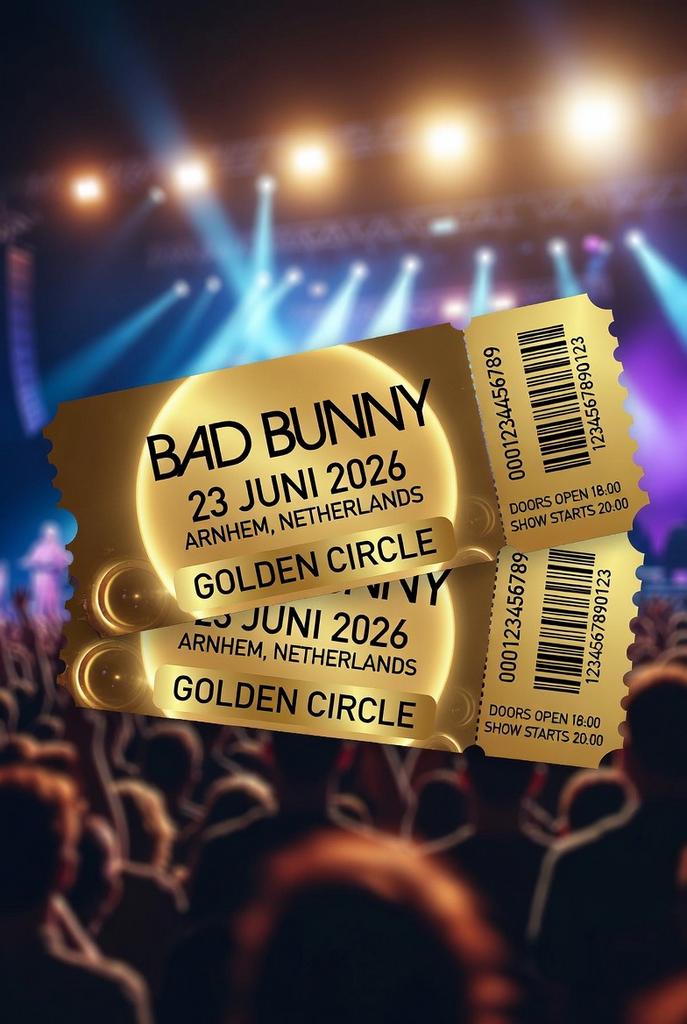 2x Bad Bunny | Golden Circle Left | 23 juni 2026 Arnhem, Twee personen, Juni
