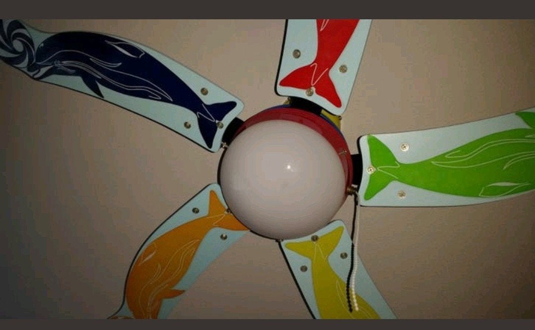 Ventilator Plafond met gekleurde Dolfijntjes, Ophalen, Plafondventilator
