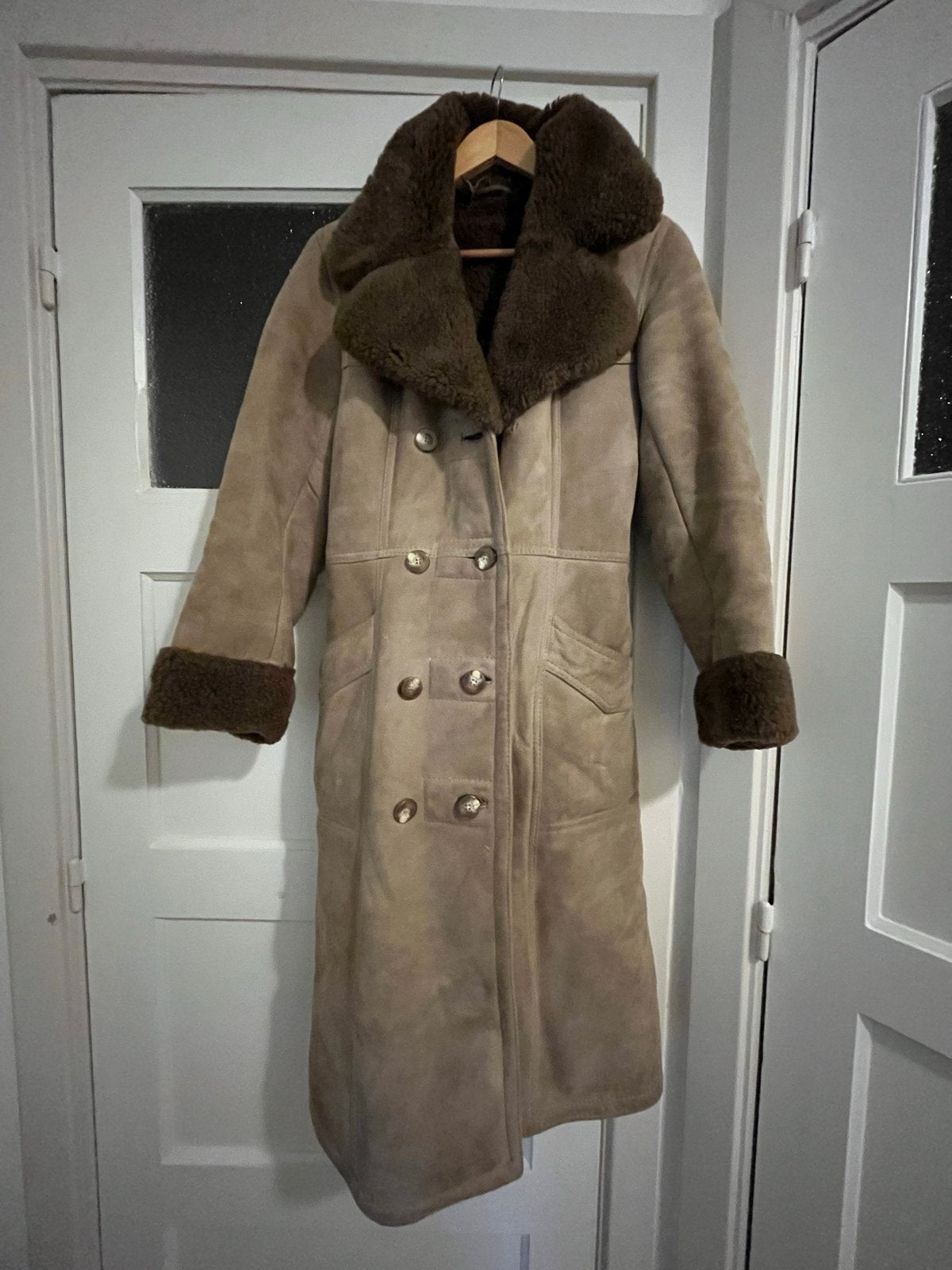 Lammy - Vintage suède jas met bontkraag, Ophalen of Verzenden, Gedragen, Maat 36 (S), Bruin