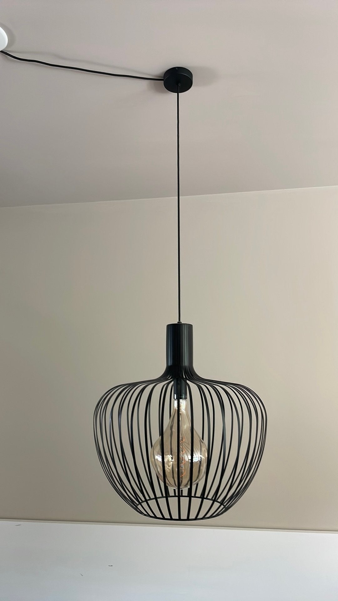 Zwart metalen hanglamp, Ophalen, Zo goed als nieuw, Metaal, 50 tot 75 cm