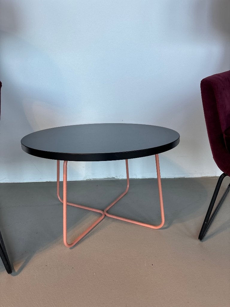 Moderne Ronde Salontafel Zwart Metaal Hout, Ophalen, 50 tot 100 cm, Overige materialen, Rond