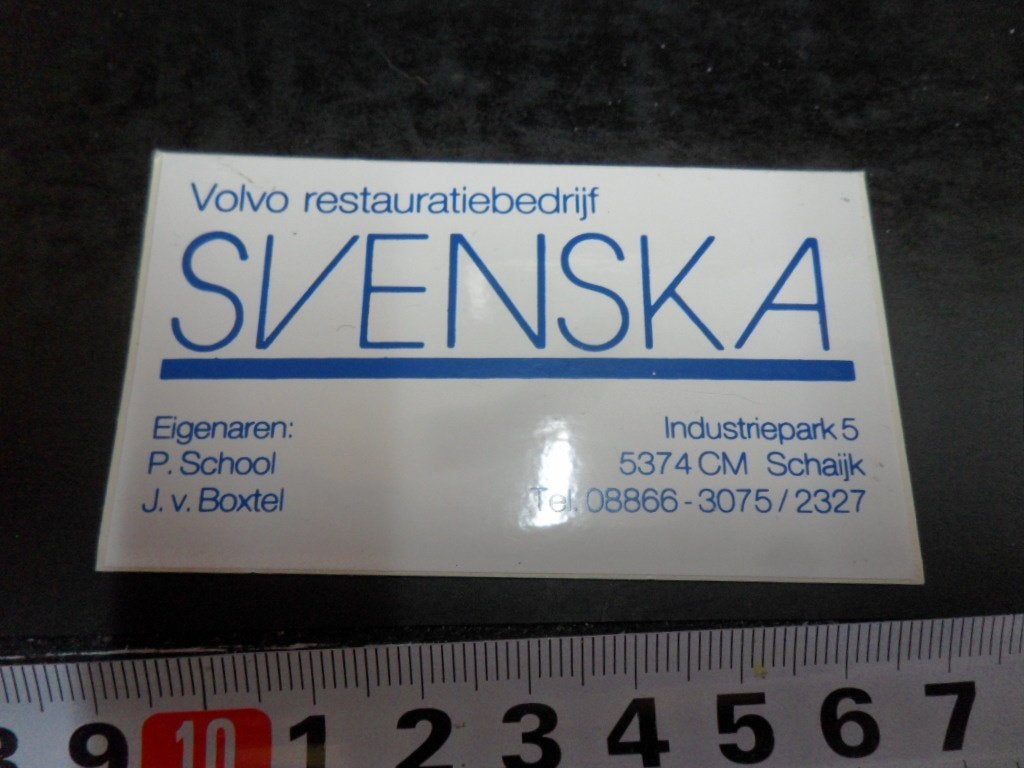 sticker Schaijk SVENSKA VOLVO restauratiebedrijf P. Scool*, Verzamelen, Ophalen, Zo goed als nieuw