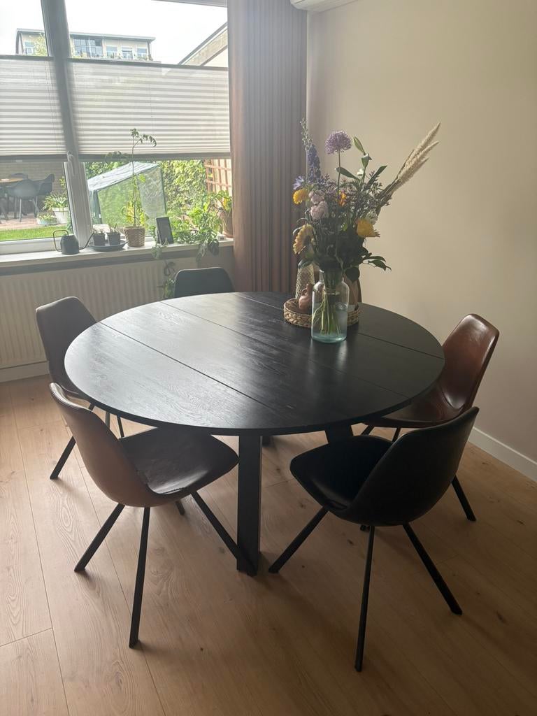 Ronde houten eettafel (150 cm), Huis en Inrichting, Tafels | Eettafels, Ophalen, Gebruikt, 150 tot 200 cm, Rond