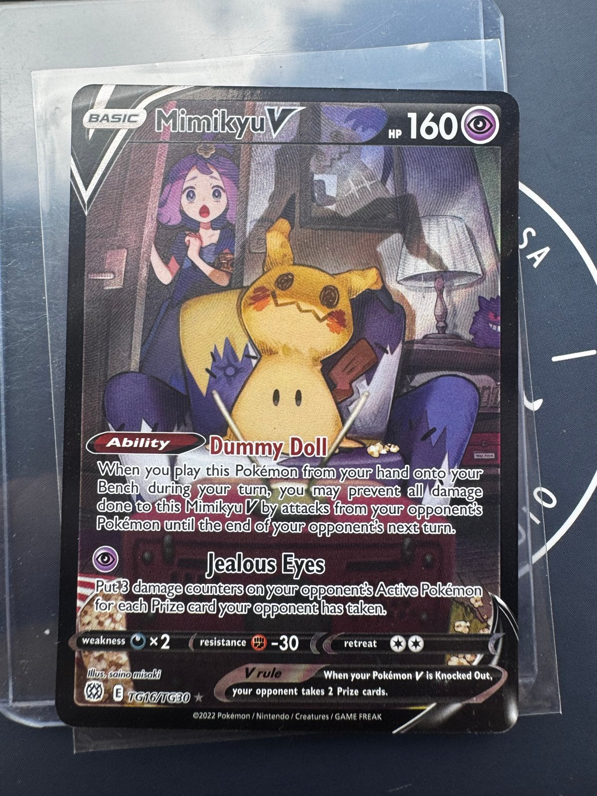 Mimikyu V TG16/TG30  Pokémon Kaart, Ophalen of Verzenden, Zo goed als nieuw, Losse kaart