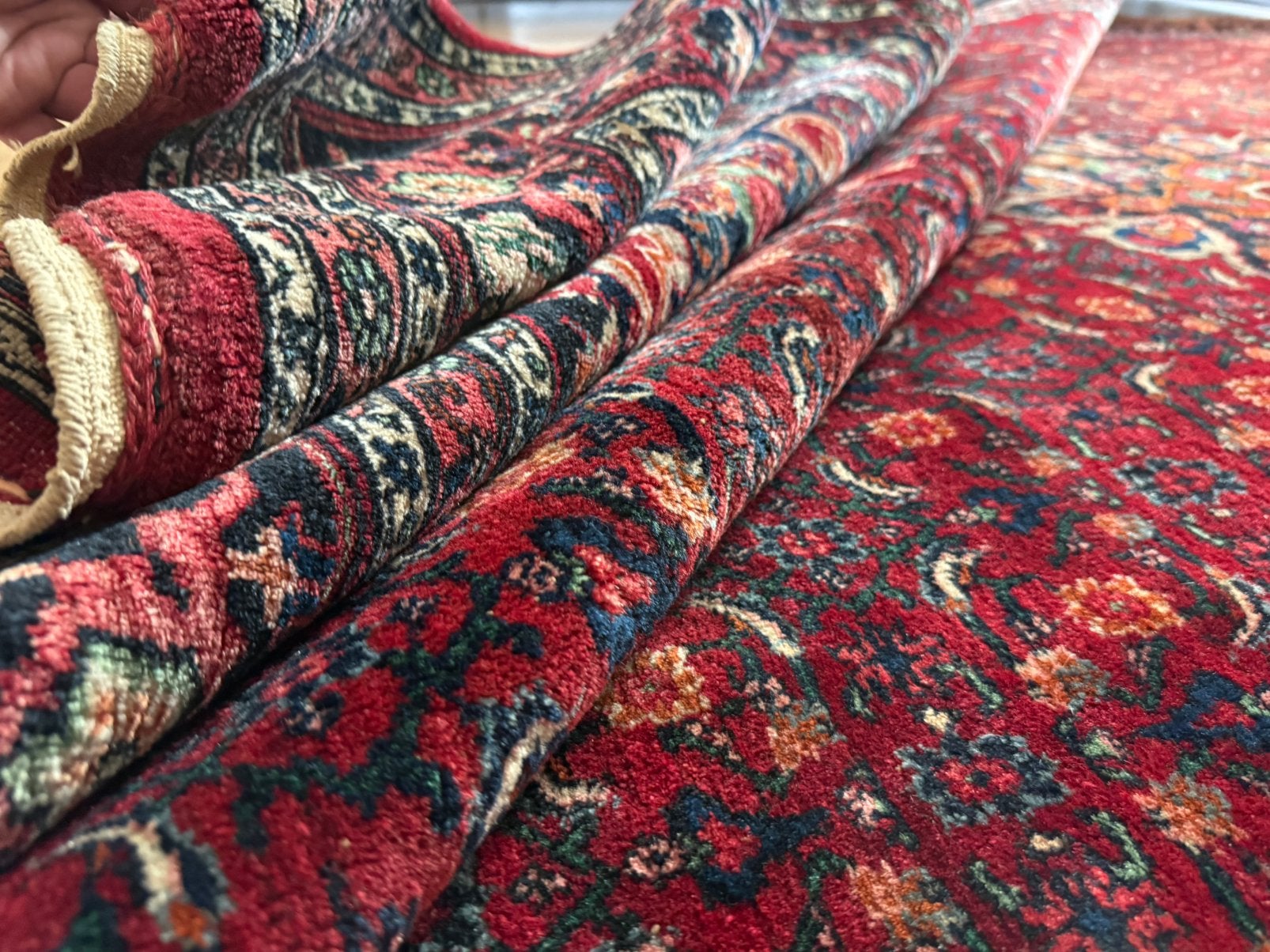 Vintage Perzisch Hosseinabad tapijt 356 x 242 cm | 1950–1970, Klassiek | Eclectisch | Bohemian | Hotel chic, Crème, Info@bababoho.com