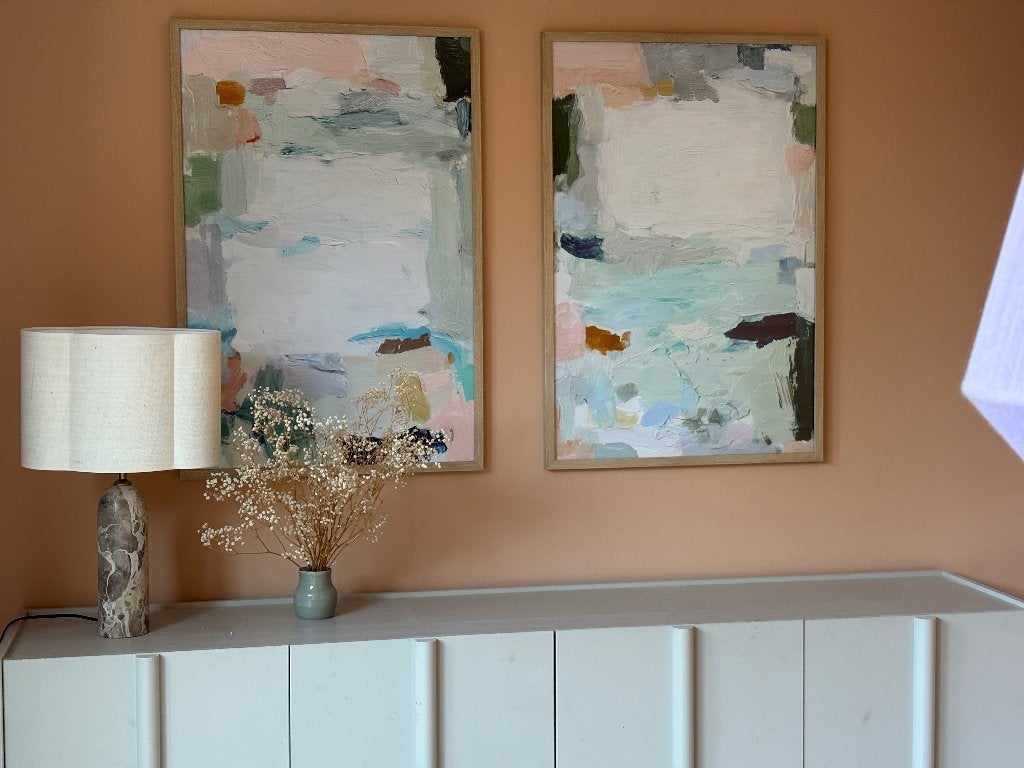 Set van 2 abstracte art prints 60x90 | HKLiving HK Living, Antiek en Kunst, Ophalen, Abstract, Glas, Print