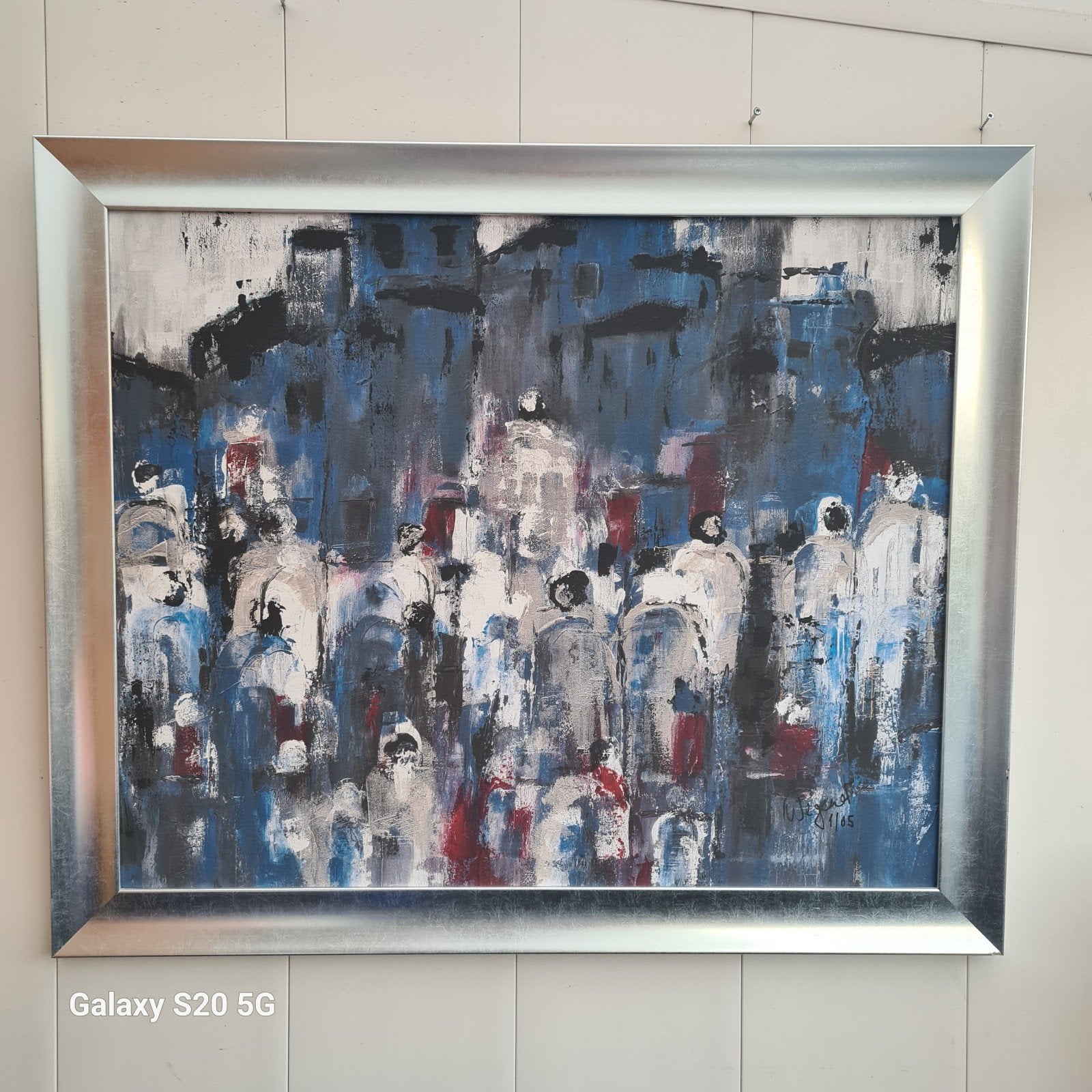 Abstract Schilderij van Mensen - Modern Kunstwerk, Antiek en Kunst, Ophalen