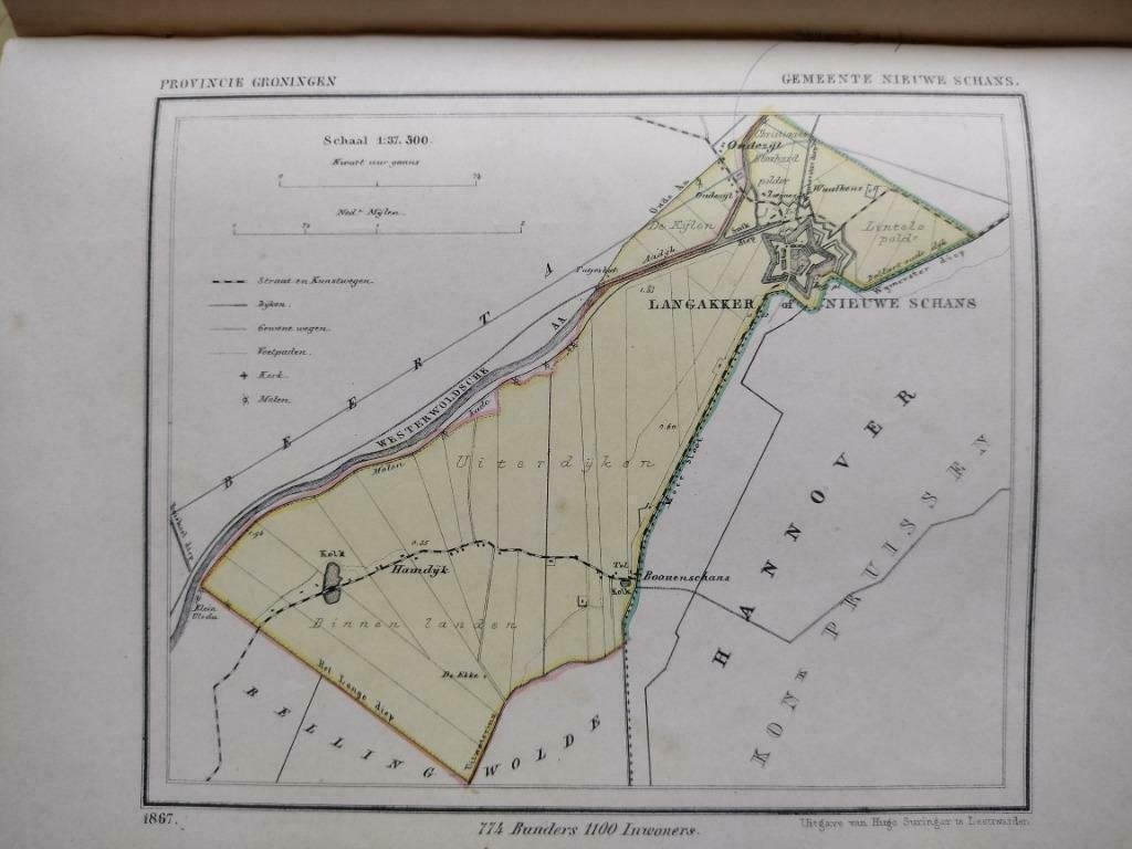 32 / Nieuwe Schans / Oudezijl / Litho 1867 Kuyper  GRO, Ophalen of Verzenden