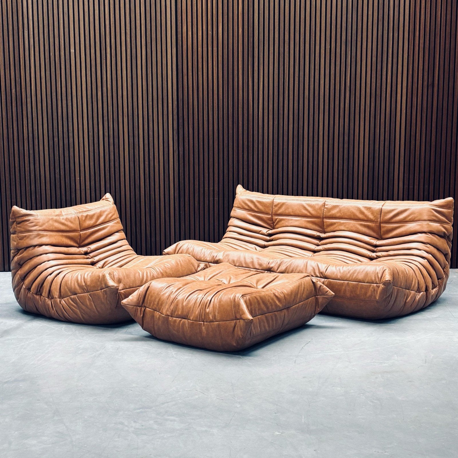 Ligne Roset togo Set - Vintage cognac, Onbekend@voorbeeld.com, 100 tot 125 cm, Onbekend, Driepersoons