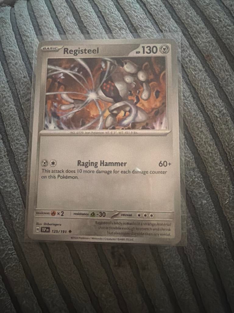 Pokémon Kaart Registeel 125/191 SSP EN, Ophalen of Verzenden, Zo goed als nieuw, Losse kaart