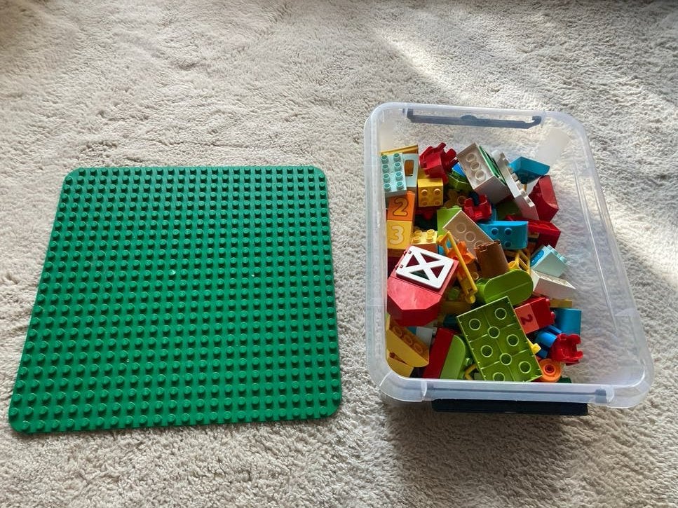 DUPLO getallentrein en boerderij incl grondplaat, Ophalen, Zo goed als nieuw, Duplo, Complete set