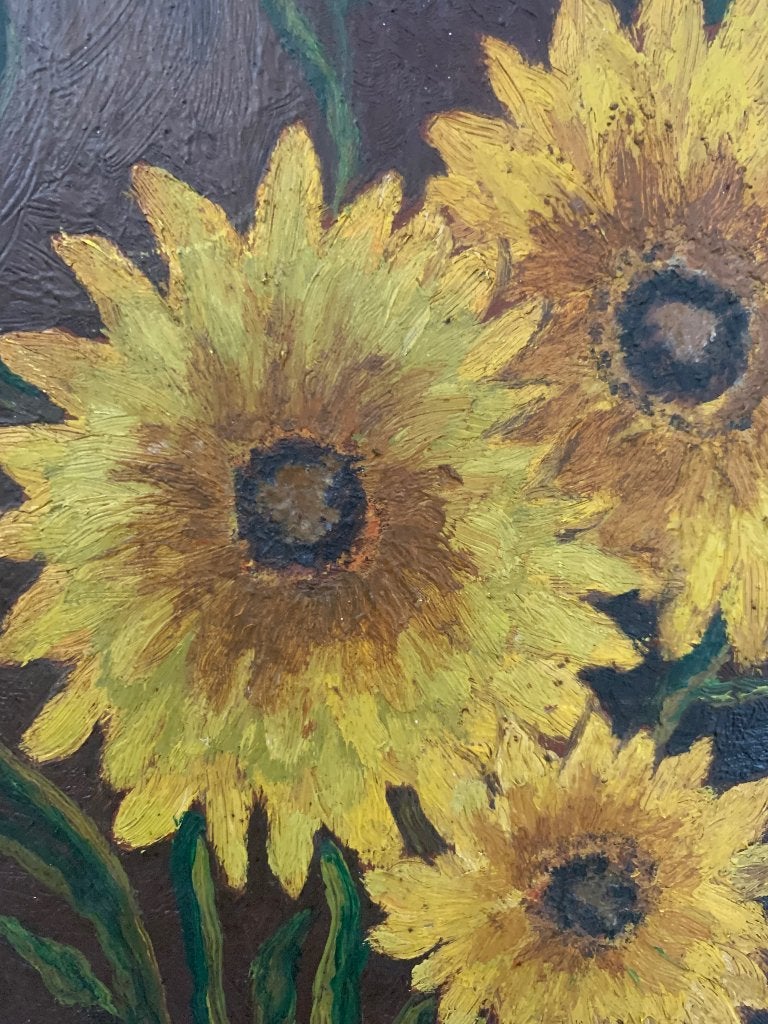 Schilderij, Antiek en Kunst, Bloemen, Paneel, Bijzondere lijst, Impressionistisch