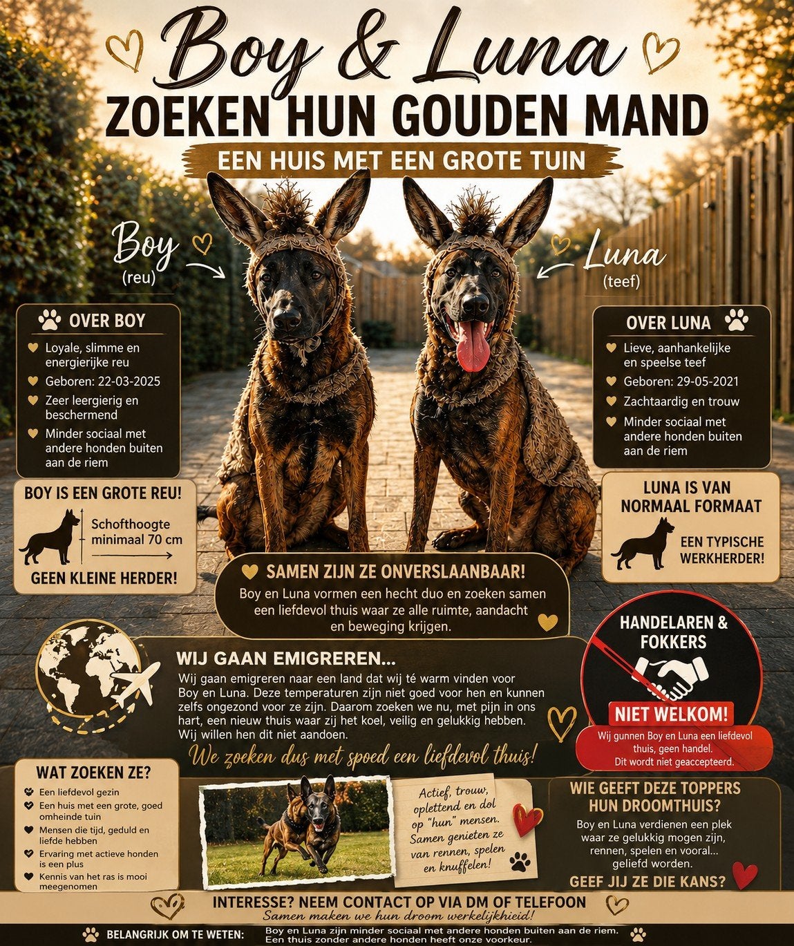 Liefdevol thuis gezocht voor onze Mechelse Herders:Luna&boy, Dieren en Toebehoren, Honden | Herdershonden en Veedrijvers, 1 tot 2 jaar