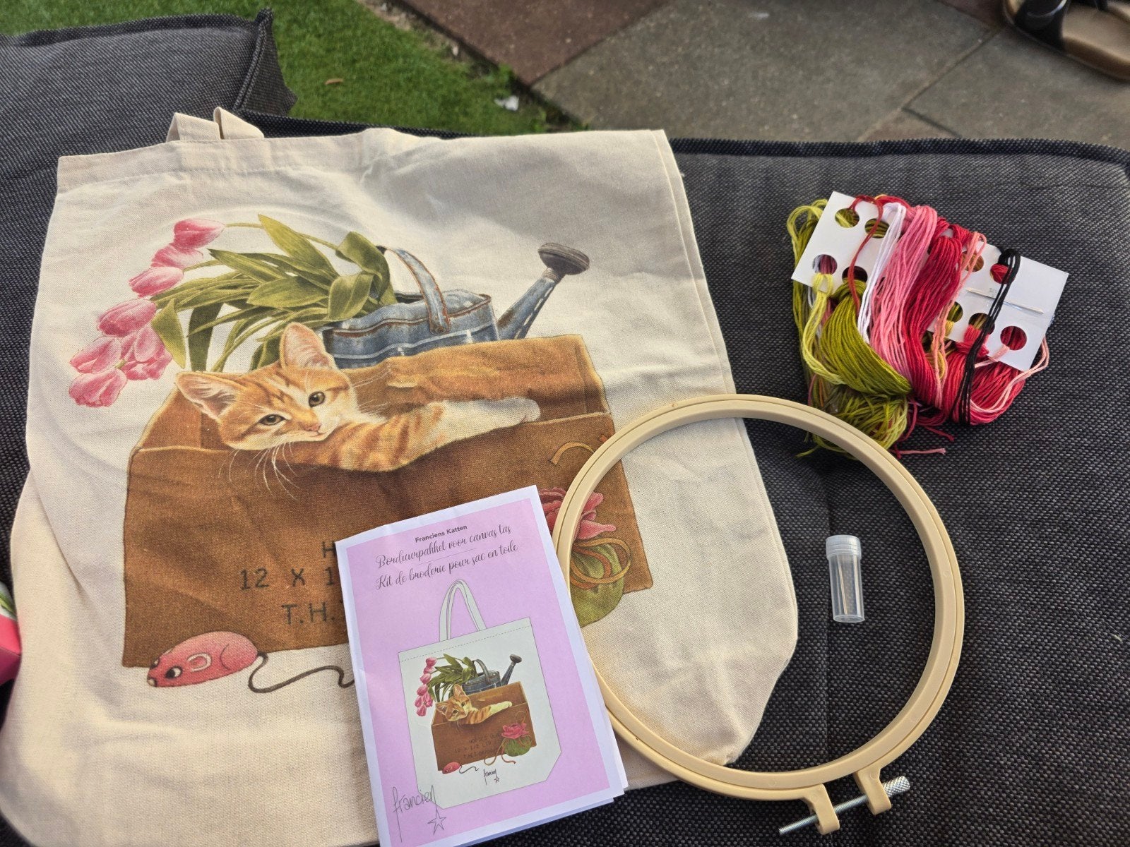 Nieuw Borduurpakket voor canvas tas - Franciens Katten, Ophalen of Verzenden
