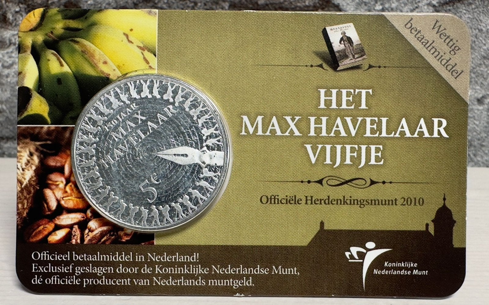 Max Havelaar vijfje unc Coincard, Ophalen of Verzenden, Koningin Beatrix, Euro's