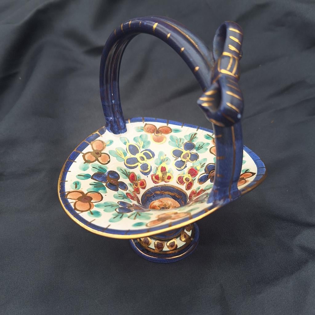 Decoratief mandje met bloemenpatroon, gemerkt Holland, Ophalen of Verzenden