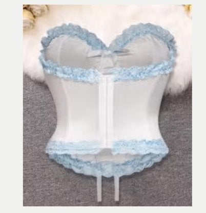 Sexy korset / shaper effen bustier - Wit met lichtblauw