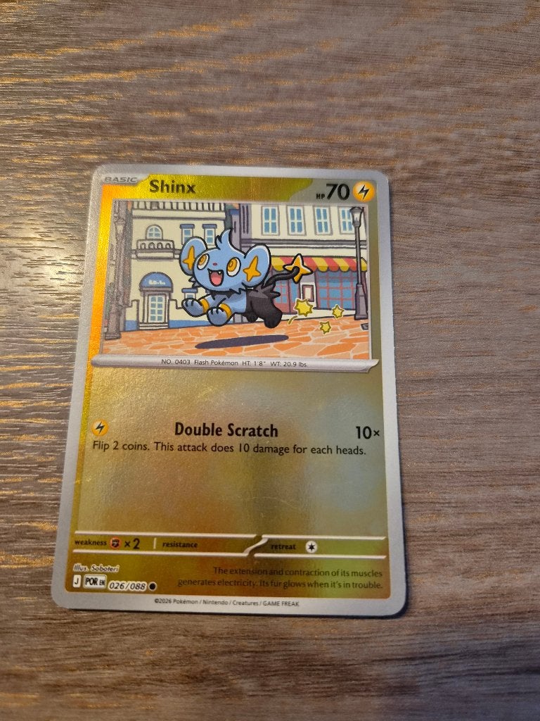 Pokémon Kaart: Shinx 026/088 - POR, Ophalen of Verzenden, Zo goed als nieuw, Losse kaart, Foil
