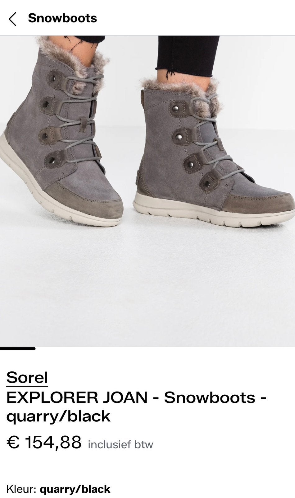 Sorel dames snowboots mt 39 quarry/black, Kleding | Dames, Schoenen, Snowboots, Ophalen of Verzenden, Zo goed als nieuw, Grijs