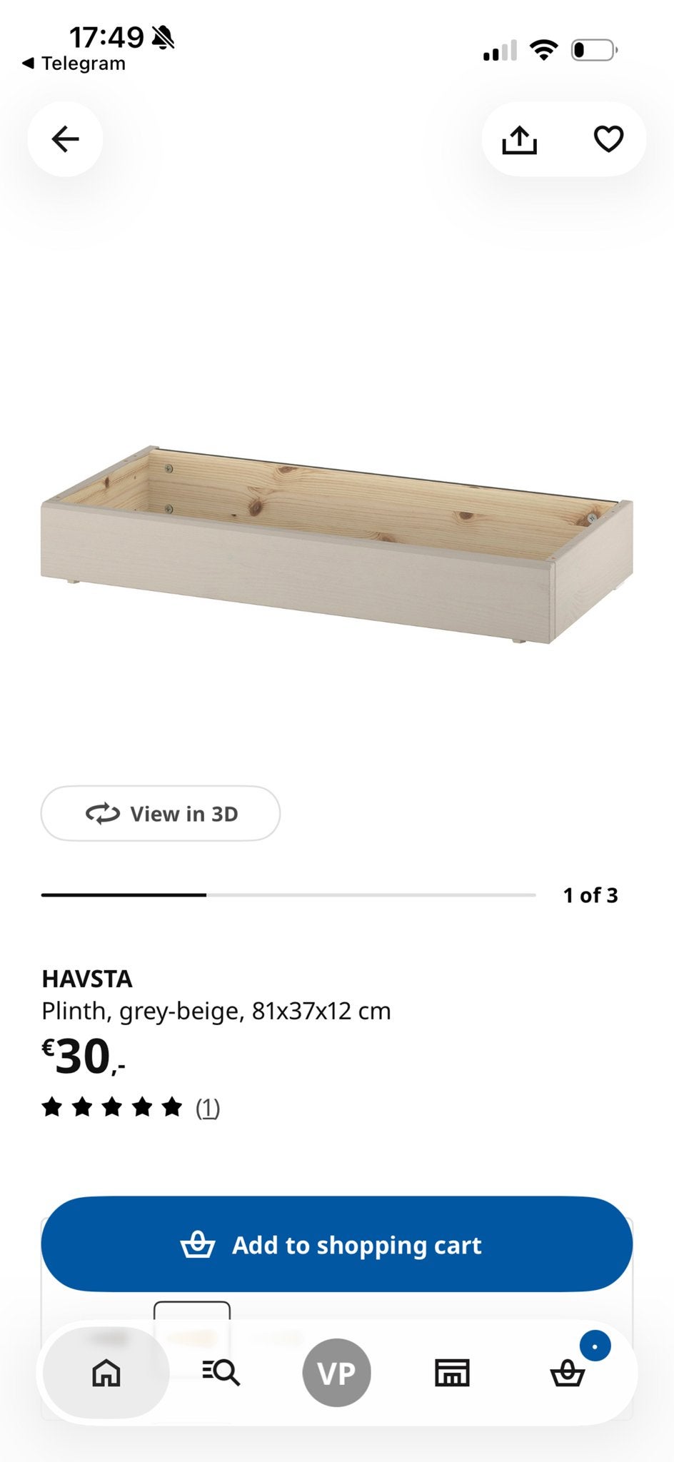 IKEA HAVSTA Plint, grijs-beige, 81x37x12 cm, Ophalen, Nieuw