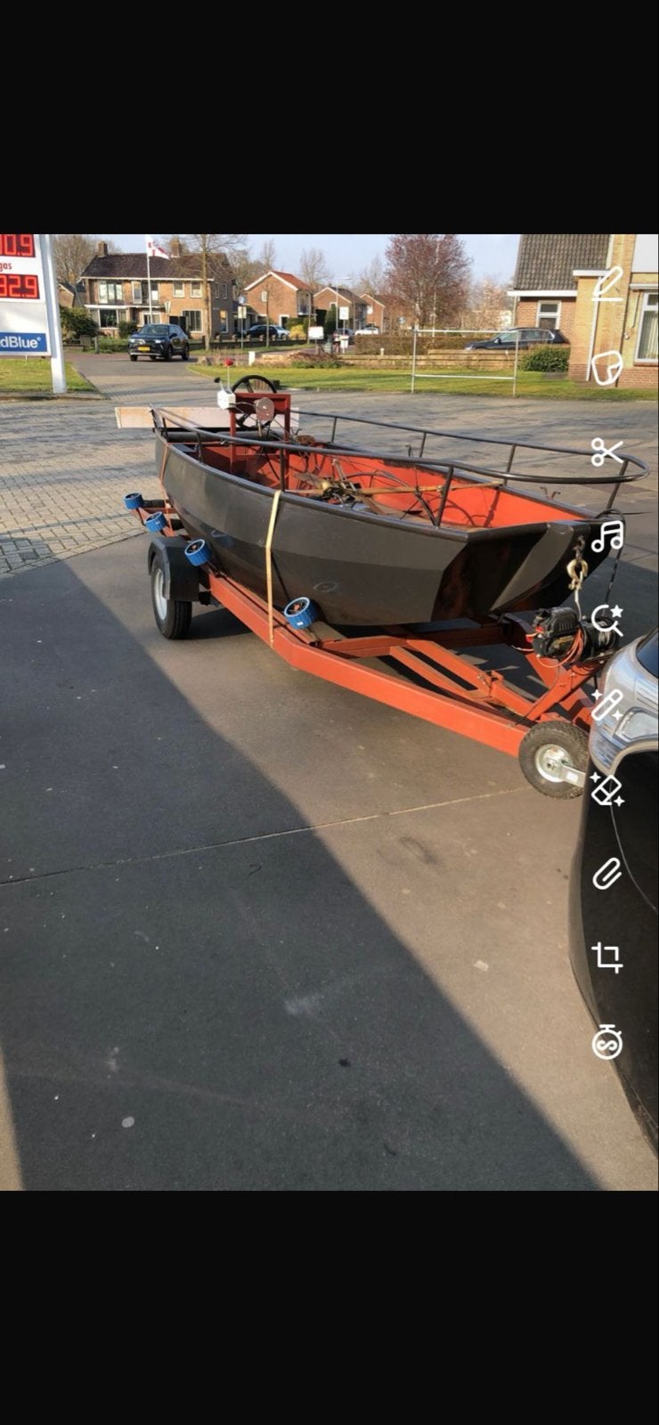 Visboot/plezierboot van staal met trailer, Overige merken, Gebruikt, Buitenboordmotor, Tot 1.00 meter