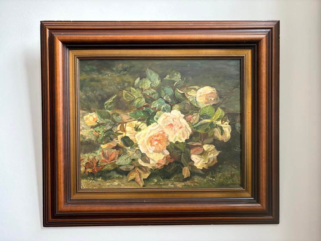 Schilderij bloemstuk in houten lijst, Ophalen