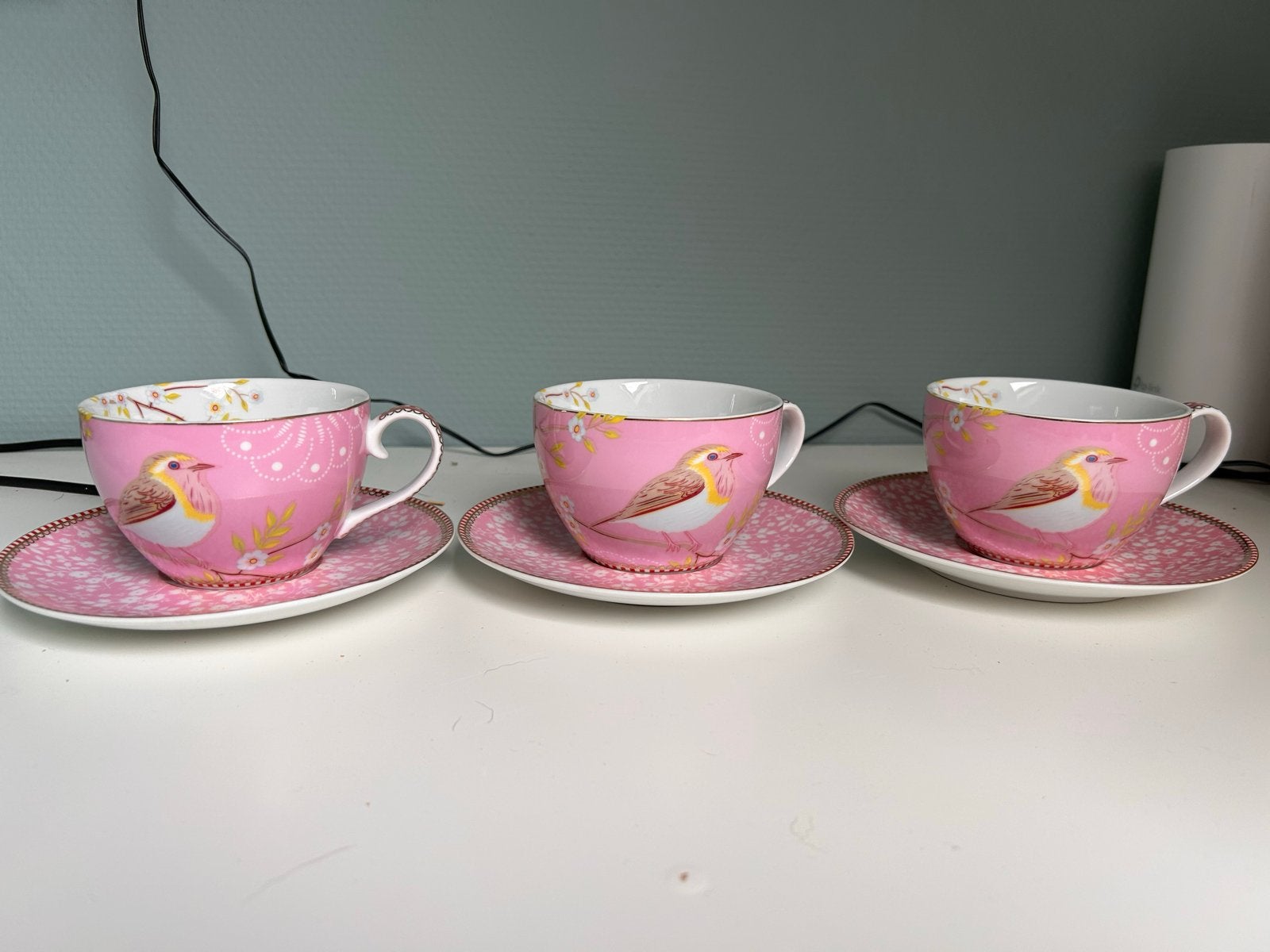 Pip Studio theekopjes met vogelmotief - 3 stuks, Ophalen, Pip Studio, Zo goed als nieuw, Kop(pen) en/of Schotel(s)