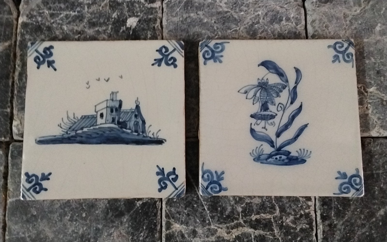 Tichelaar Tegels 10x10 cm - Handgeschilderd Delfts Blauw, Antiek en Kunst, Antiek | Wandborden en Tegels, Ophalen