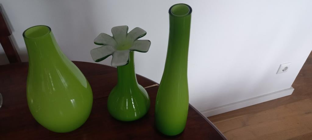 3 leuke Vazen, Overige kleuren, Ophalen of Verzenden, Minder dan 50 cm, Glas
