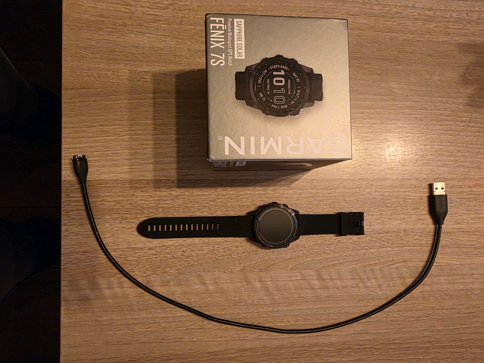 Garmin fēnix 7S Sapphire Solar 42mm, Zwart, Ophalen of Verzenden, Waterdicht, Gebruikt