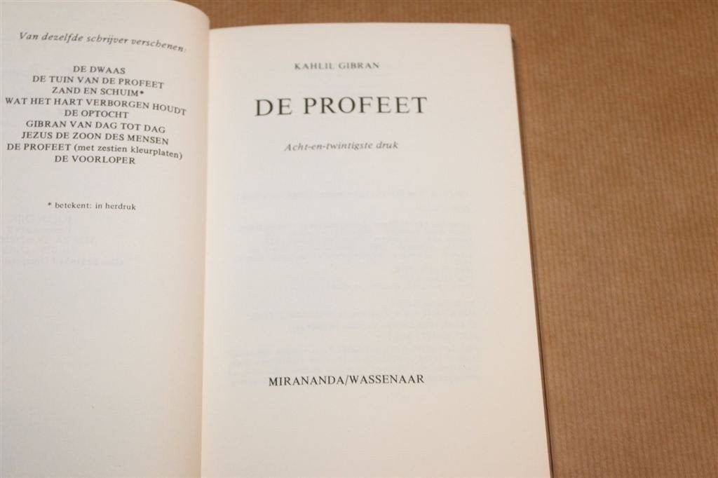 De Profeet — Spirituele Wijsheden — Kahlil Gibran 1984, Ophalen of Verzenden, Gelezen, Overige onderwerpen, Achtergrond en Informatie