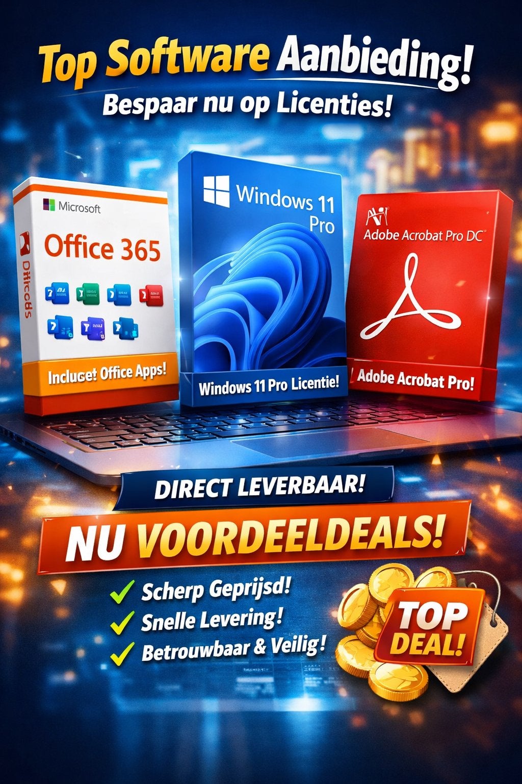 Office 365, Windows 11 Pro en Acrobat AI., Ophalen