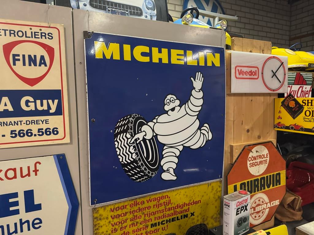 Michelin Emaille Reclamebord XL - Bibendum, Ophalen, Reclamebord, Gebruikt, .