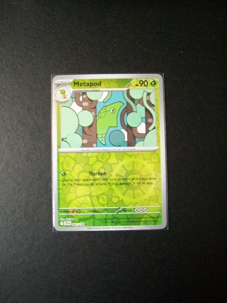 1878. Nieuwe Pokemon Kaart Holofoil METAPOD HP 90 (002/159), Verzenden, Nieuw, Losse kaart, Foil