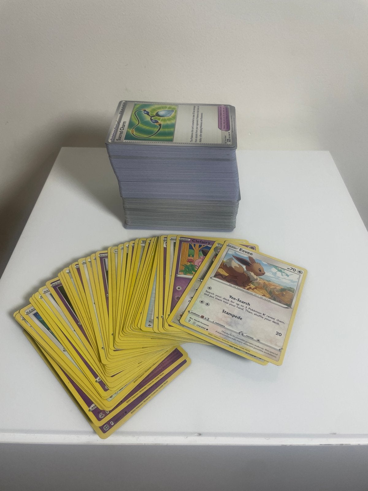 Pokémon kaarten collectie 2014-2021 met Eevee en Clefairy, Ophalen of Verzenden, Gebruikt, Meerdere kaarten