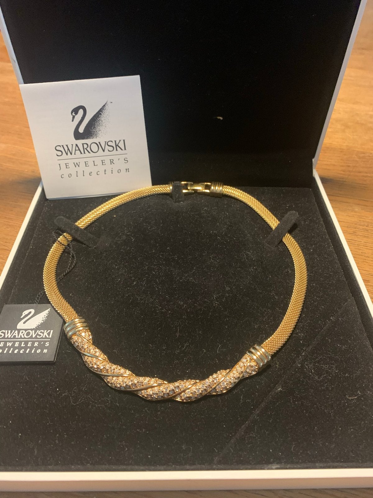 Swarovski Collier Goudkleurig met Kristallen, Met kristal, Overige materialen, Ophalen of Verzenden, Zo goed als nieuw