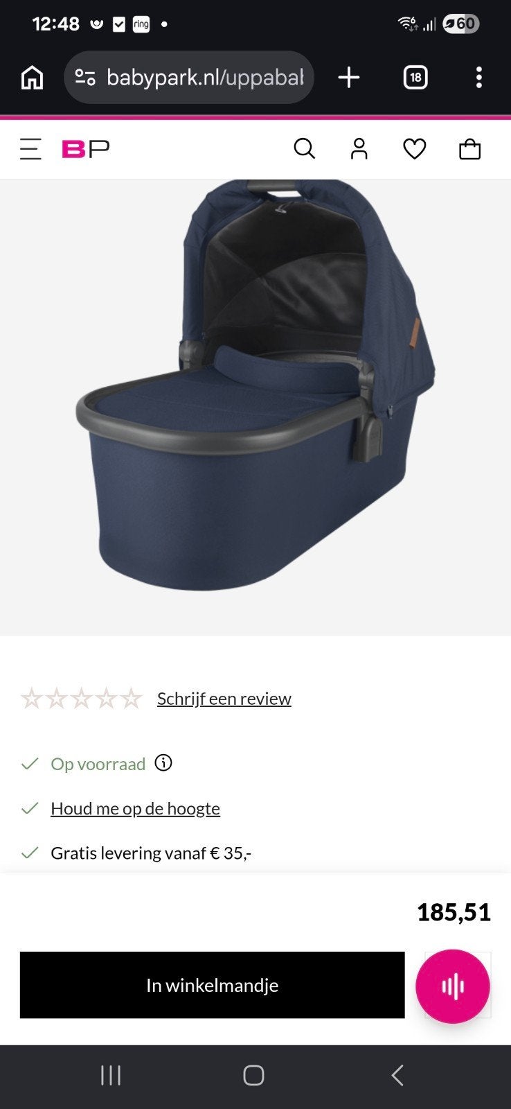 Uppababy reiswieg noa, Ophalen of Verzenden, Nieuw, Overige merken