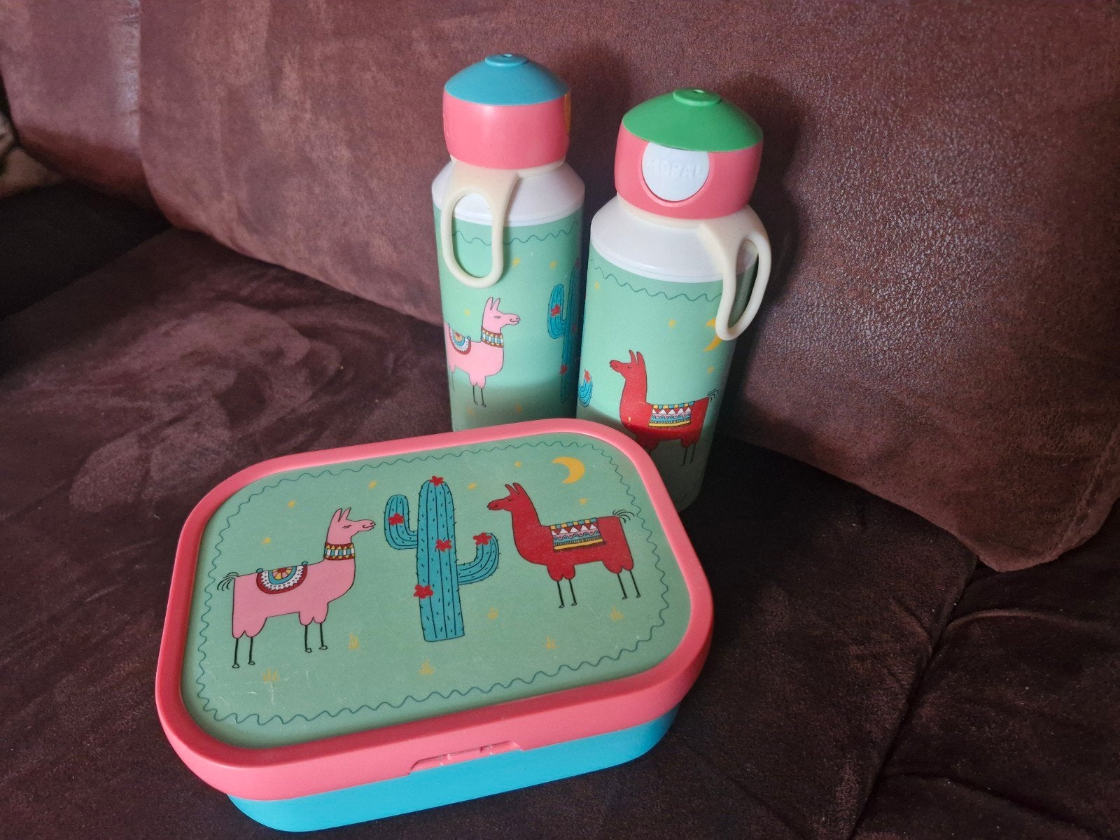 Mepal Broodtrommel en Drinkflessen Lama Design, Ophalen, Gebruikt