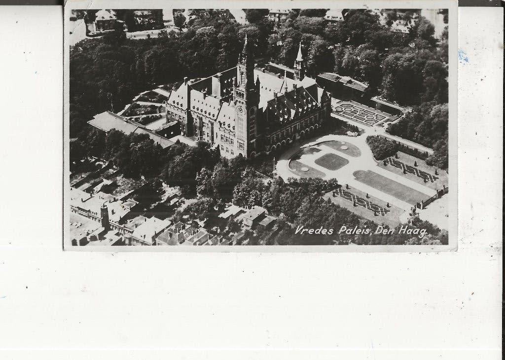 Den Haag Vredespaleis Panorama 23-1-1953, Verzamelen, Ophalen of Verzenden, 1940 tot 1960, Gelopen, Zuid-Holland
