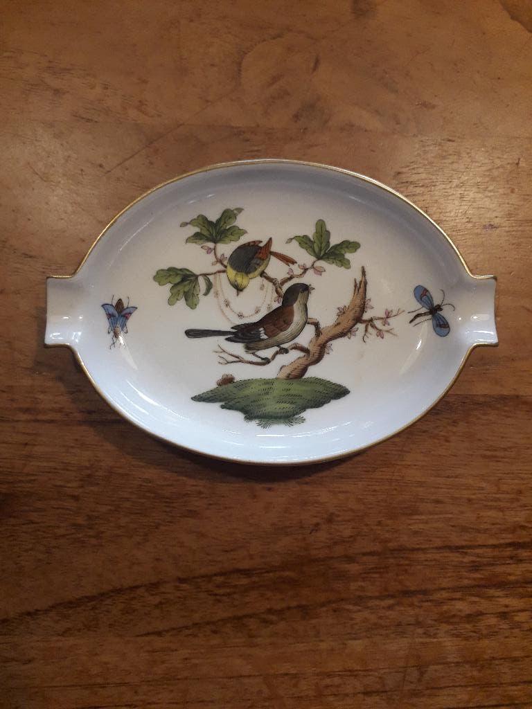 Antiek Herend Rothschild Bird Porseleinen Asbak met Vogel, Antiek en Kunst, Ophalen of Verzenden