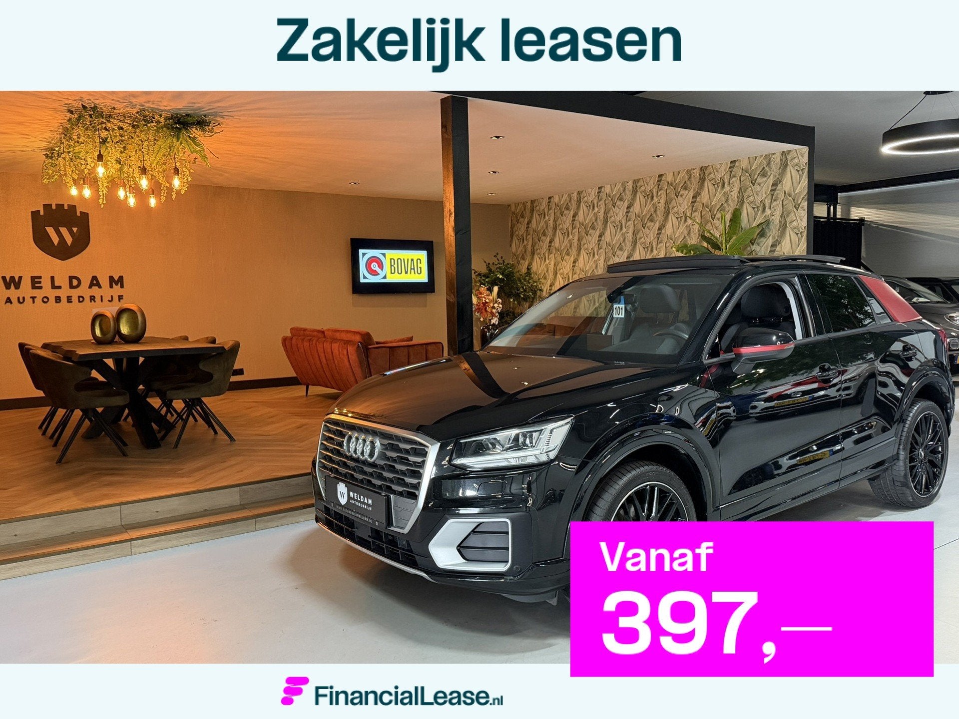 Audi Q2 2.0 TFSI Quattro Sport|Black on Black|Carplay|Groot, Automaat, Dealer onderhouden, Stof, Gebruikt